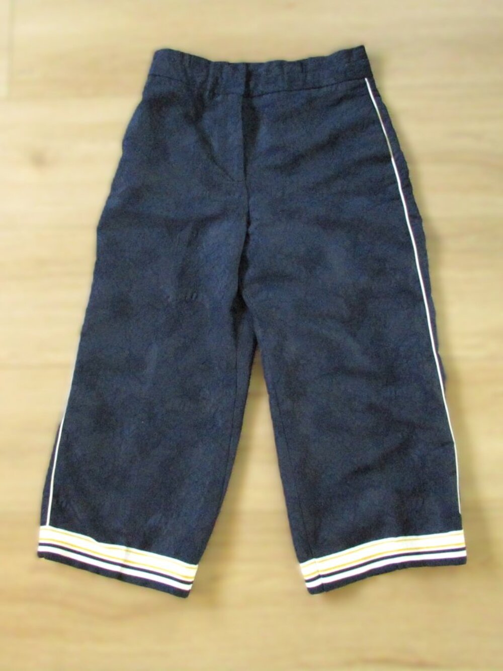 Zara Basic Navy Jacquard Paperbag Waist Crop Pants M